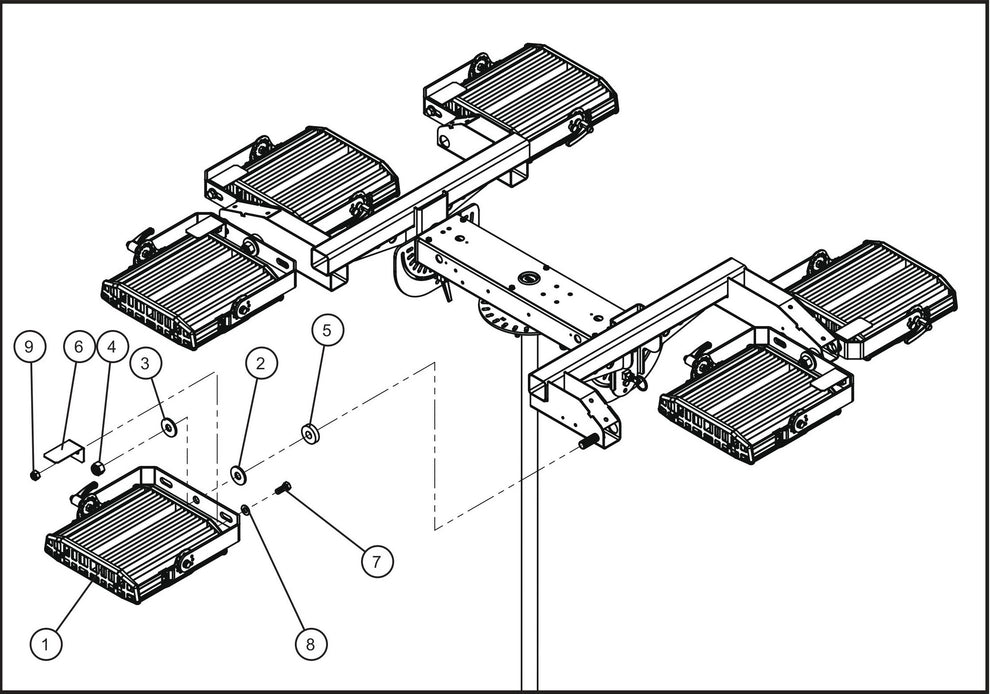 LD Series Maxi-Lite II 6-Conssin LED Light Fixtures Assembly Parts By Allmand