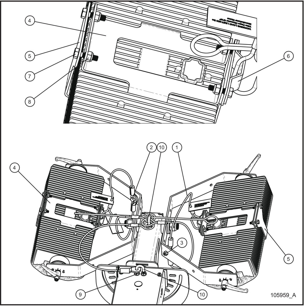 LD Series Maxi-Lite II 4-Speaker LED Light SFR Safety Lanyards Assembly Parts By Allmand