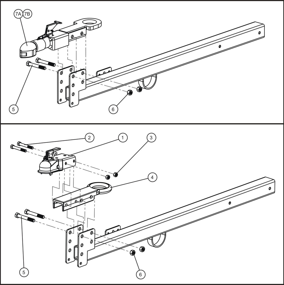 V-Series Maxi-Lite II Old Style Tongue Coupler Options Assembly Parts By Allmand