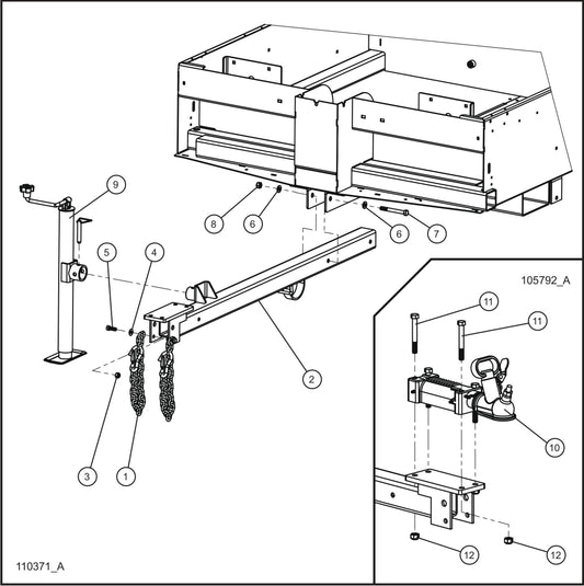V-Series Maxi-Lite II Australian Tongue and Coupler Assembly Parts By Allmand