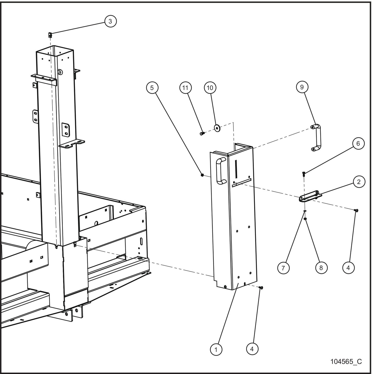 LD Series Maxi-Lite II-Front Tower Cover Assembly Parts By Allmand