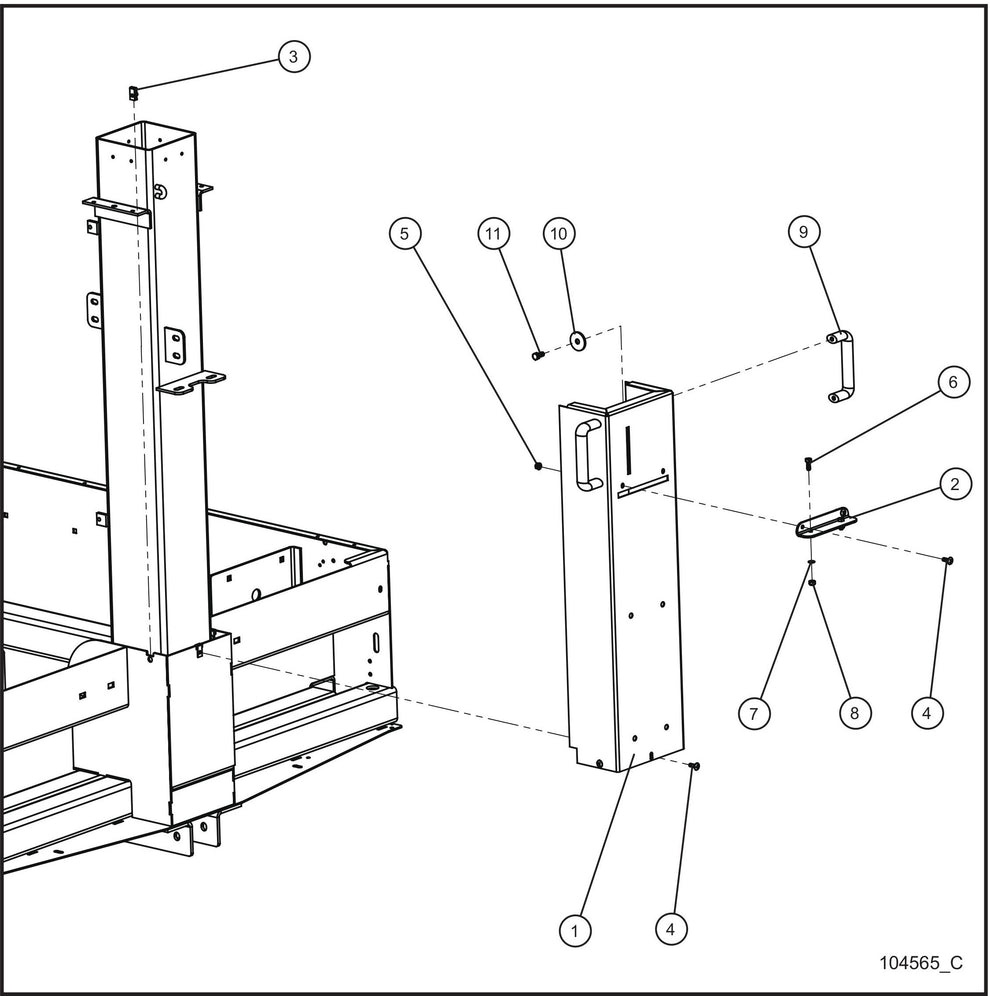 LD Series Maxi-Lite II-Front Tower Cover Assembly Parts By Allmand