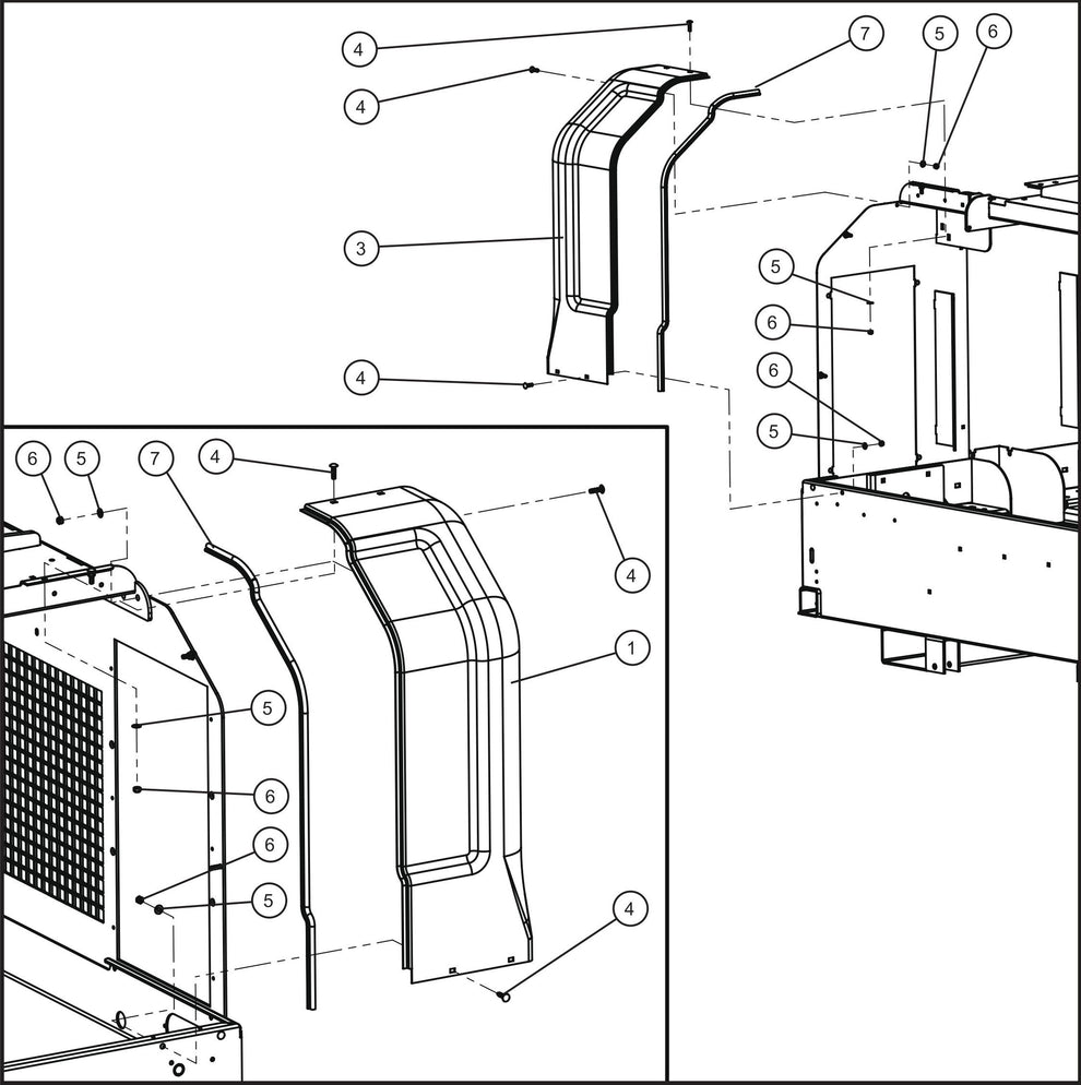 V-Series Maxi-Lite II Outer Shell and Door Group (3 of 3) Assembly Parts By Allmand
