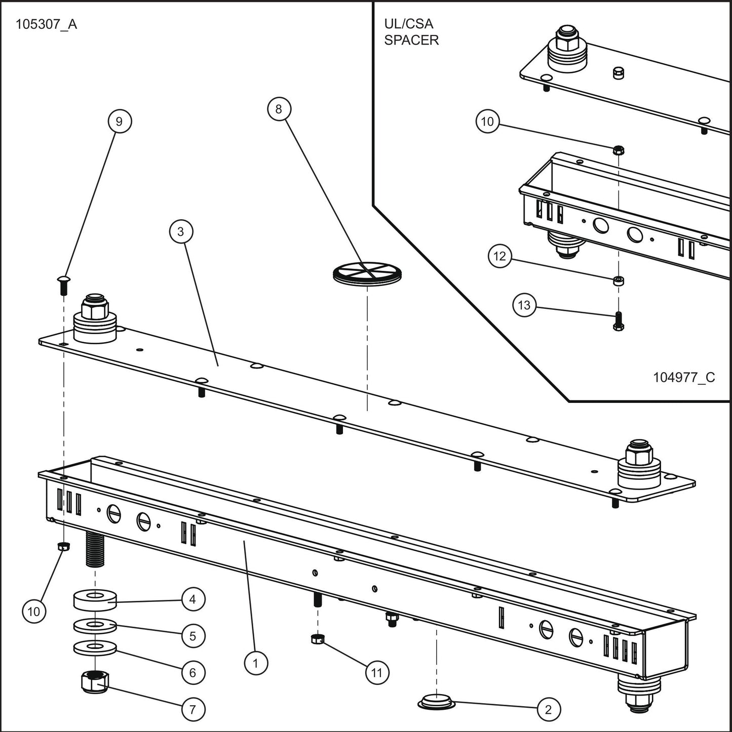LD Series Maxi-Lite II-Laydown Tower Light Bar Assembly Parts By Allmand