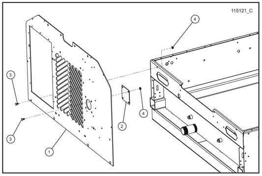 Maxi-Lite (SN 11-001672 to 11-999999) Standard Rear Panel Assembly Parts by Allmand