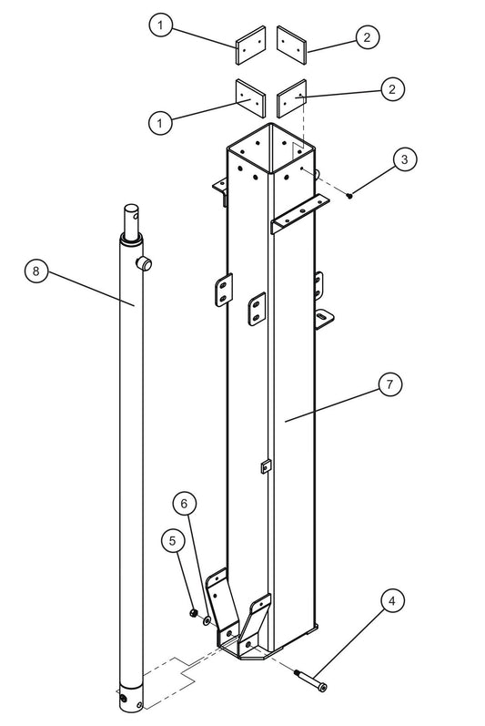Maxi-Lite (SN 11-001672 to 11-999999) Vertical Tower Section 1 Assembly Parts by Allmand