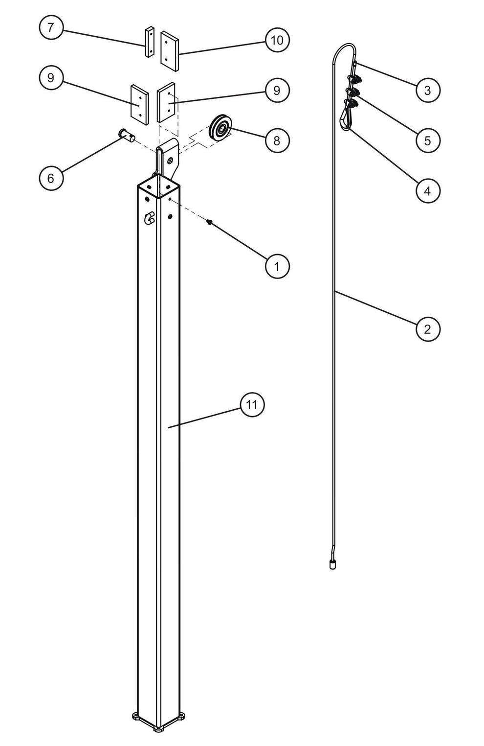 Maxi-Lite (SN 11-001672 to 11-999999) Vertical Tower Section 4 Assembly Parts by Allmand