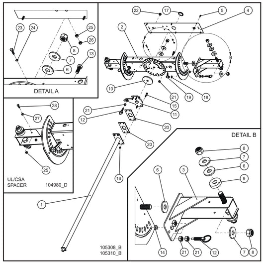 Maxi-Lite (SN 11-001672 to 11-999999) Vertical Tower Section 4-Light Round and Light Bar Assembly Parts by Allmand