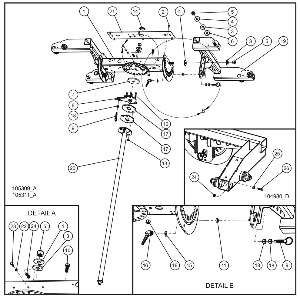 Maxi-Lite (SN 11-001672 to 11-999999) Vertical Tower Section 6-Light Round and Light Bar Assembly Parts by Allmand