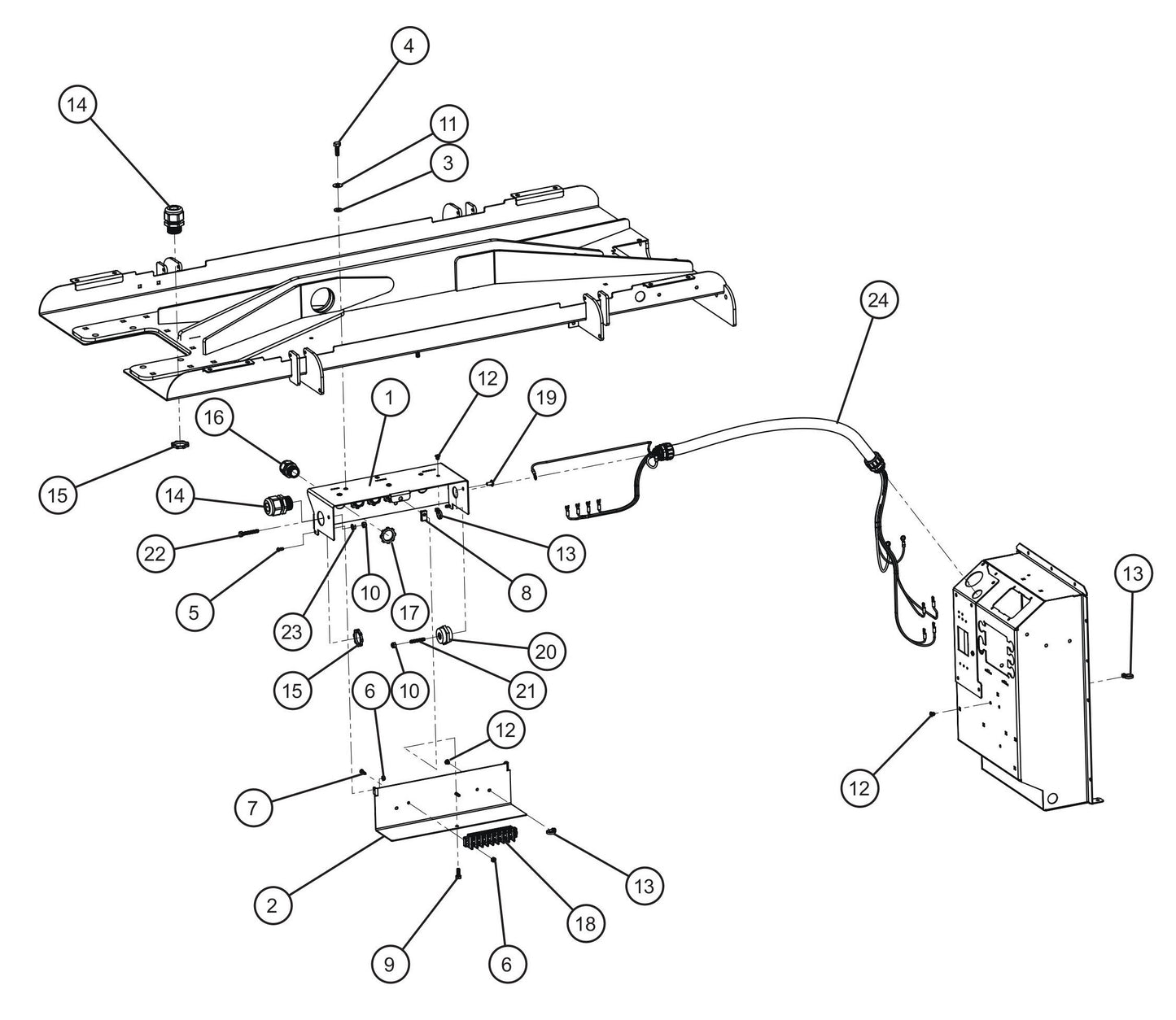 Maxi-Lite (SN 11-001672 to 11-999999) 4-Light SHO Lamp Junction Box Assembly Parts by Allmand