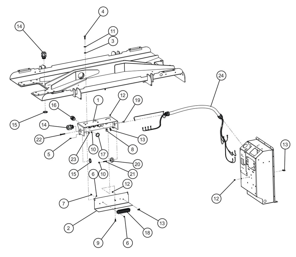 Maxi-Lite (SN 11-001672 to 11-999999) 4-Light SHO Lamp Junction Box Assembly Parts by Allmand