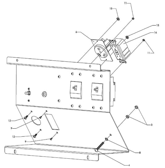 Maxi-Lite 15330 and 20330-Rear Outlet Panel (3 Phase 240 Volt) Assembly-2 Parts By Allmand