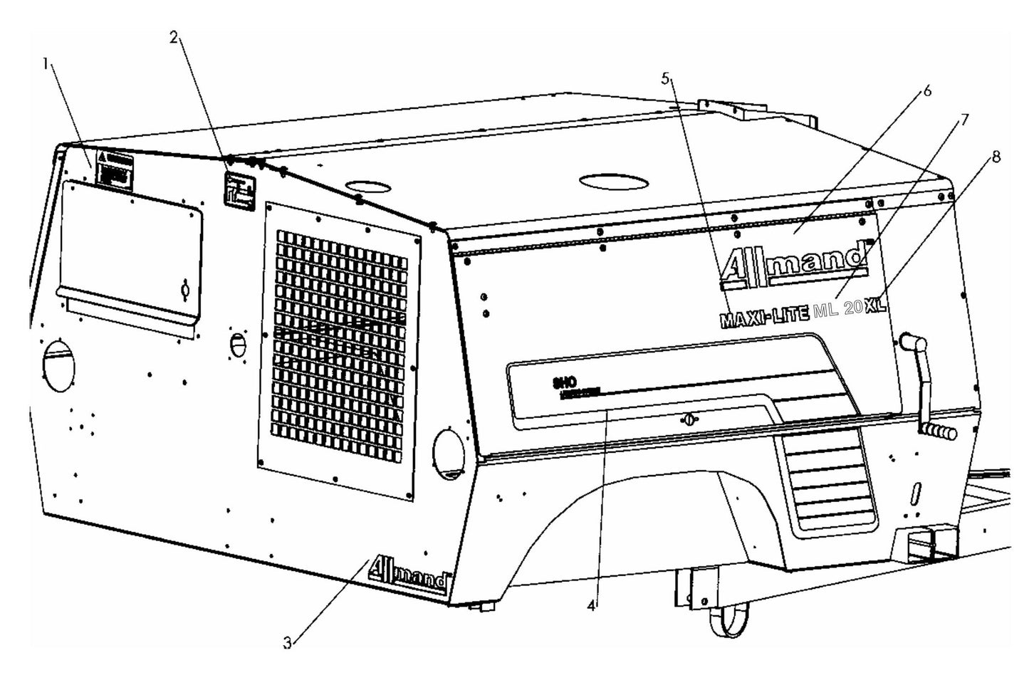 V-Series Maxi-Lite 15-20KW-Decal Placement Assembly-2 Parts By Allmand