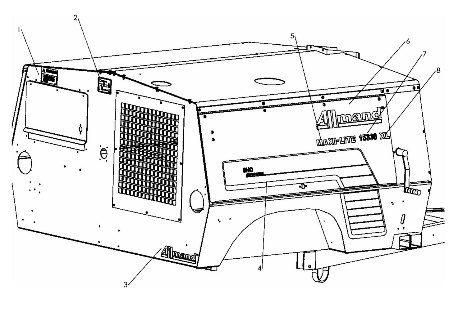 Maxi-Lite 15330 and 20330-Decal Placement Assembly-2 Parts By Allmand