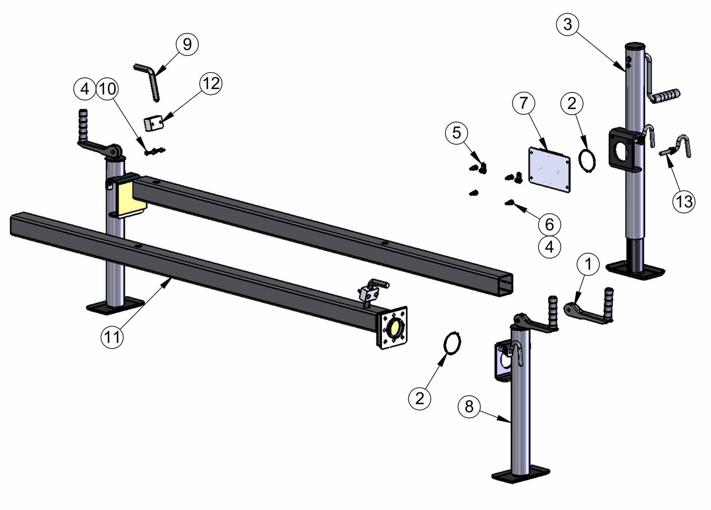 V-Series Maxi-Lite 15-20KW-Outriggers And Jacks Assembly Parts By Allmand