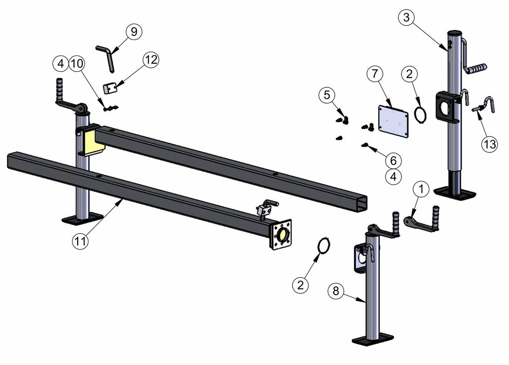 V-Series Maxi-Lite 15-20KW-Outriggers And Jacks Assembly Parts By Allmand