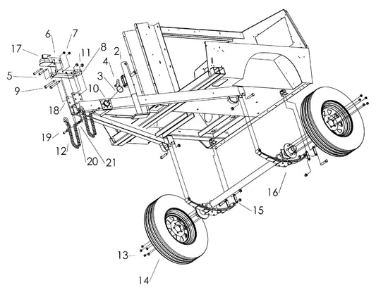 Maxi-Lite 15330 and 20330-Axle Assembly, Hitch Assembly and Tongue Jack Assembly Parts By Allmand