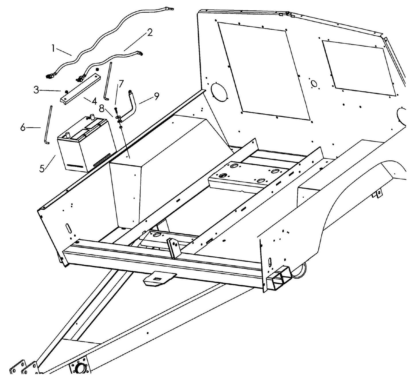Maxi-Lite 15330 and 20330-Battery, Cables and Ground Strap Assembly Parts By Allmand