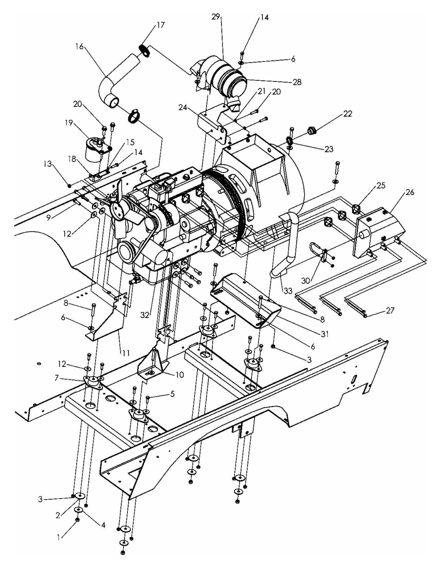 V-Series Maxi-Lite 15-20KW-Kubota V2203 Engine/Generator Set Assembly Parts By Allmand