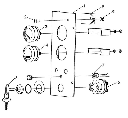 V-Series Maxi-Lite 15-20KW-Kubota Engine DC Gauge Panel Assembly Parts By Allmand