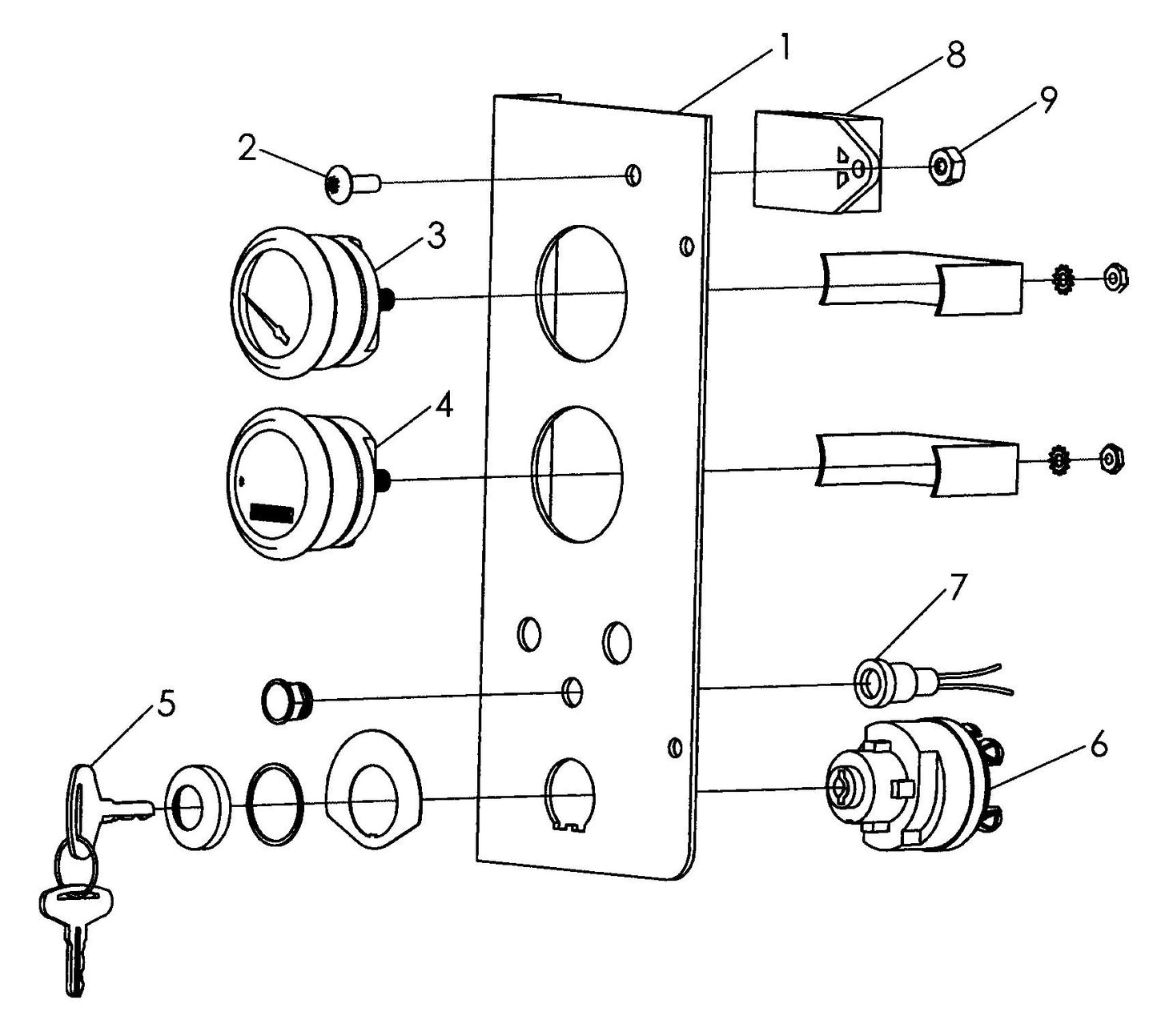 Maxi-Lite 15330 and 20330-Kubota Engine DC Gauge Panel Assembly Parts By Allmand