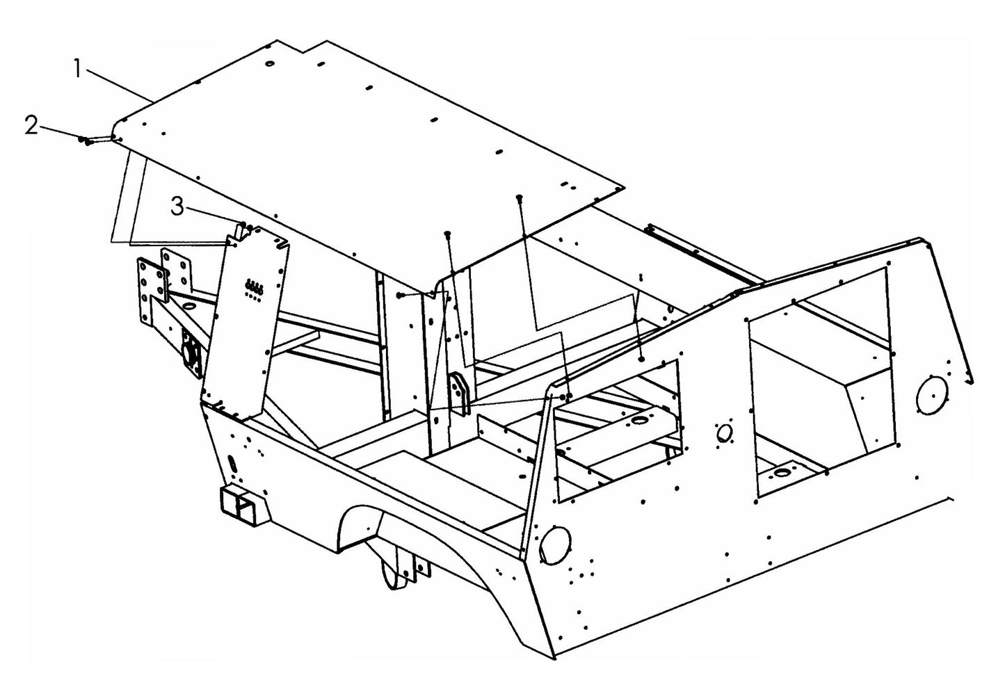 V-Series Maxi-Lite 15-20KW-Left Roof Panel Assembly Parts By Allmand