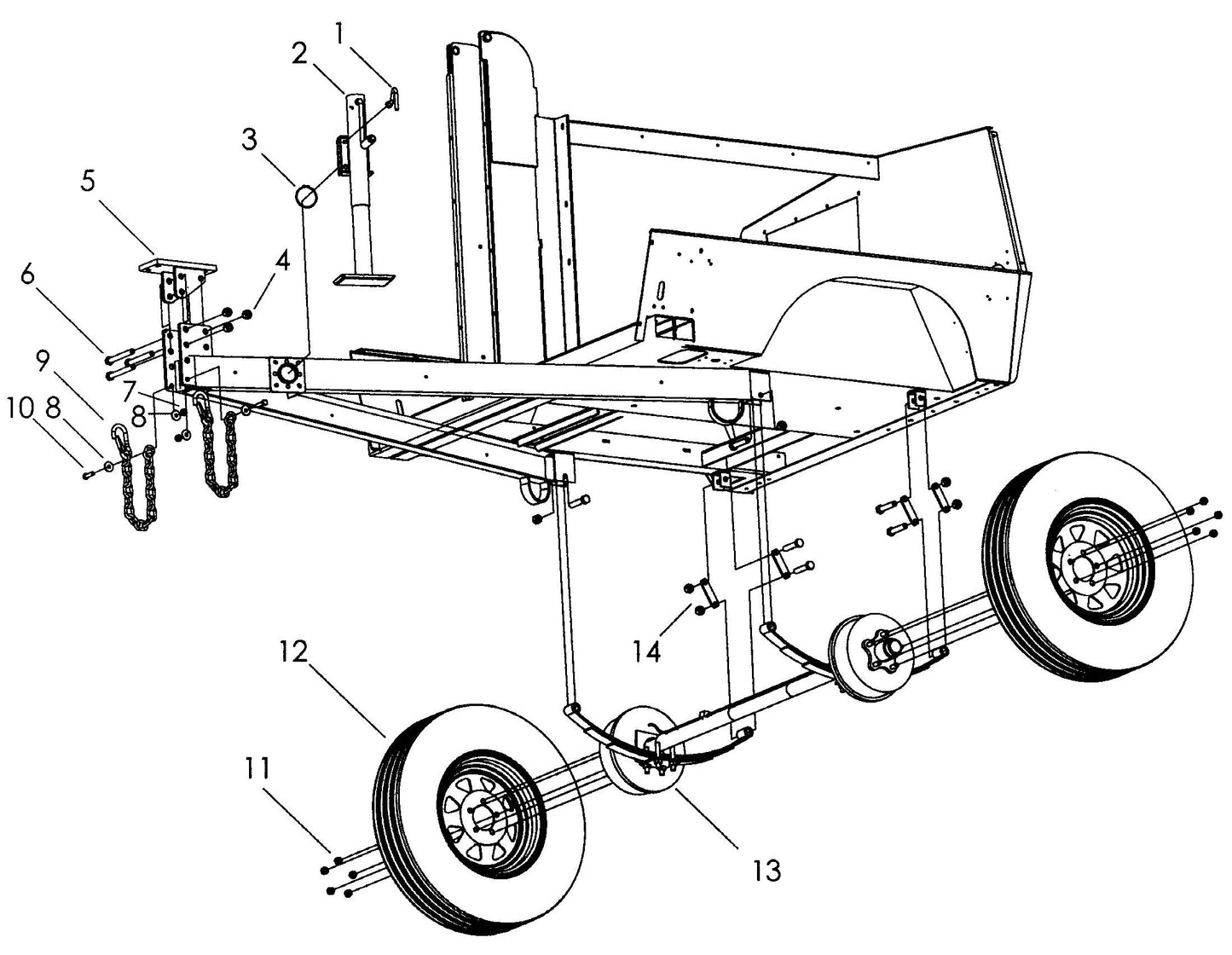 Maxi-Lite Hydraulic Tower-Hydraulic Brake Axle Assembly,Hitch Assembly and Tongue Jack Assembly Parts By Allmand
