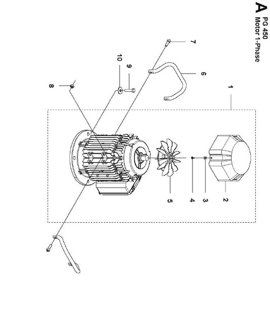 Motor 1-Phase Parts for PG 450 2014-06 By Husqvarna