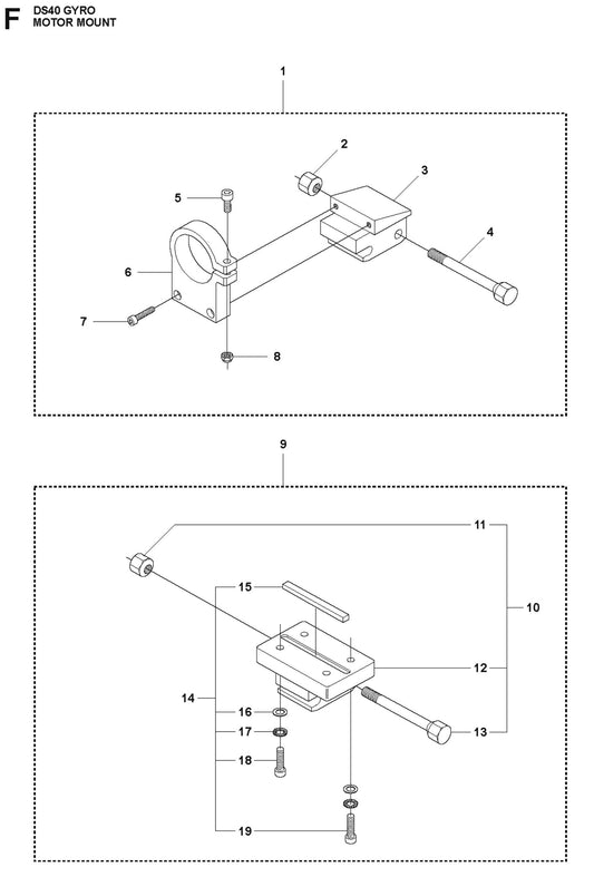 Motor Mount Parts for DS 40 Gyro By Husqvarna