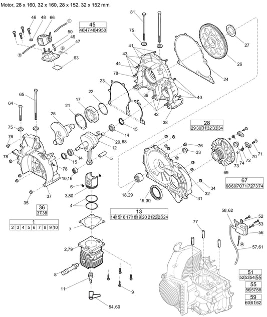 Motor,28x160,32x160,28x152,32x152mm