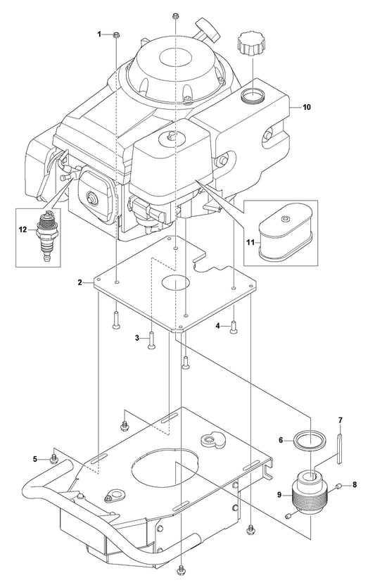 PG 400 Petrol Motor Assembly Parts by Husqvarna