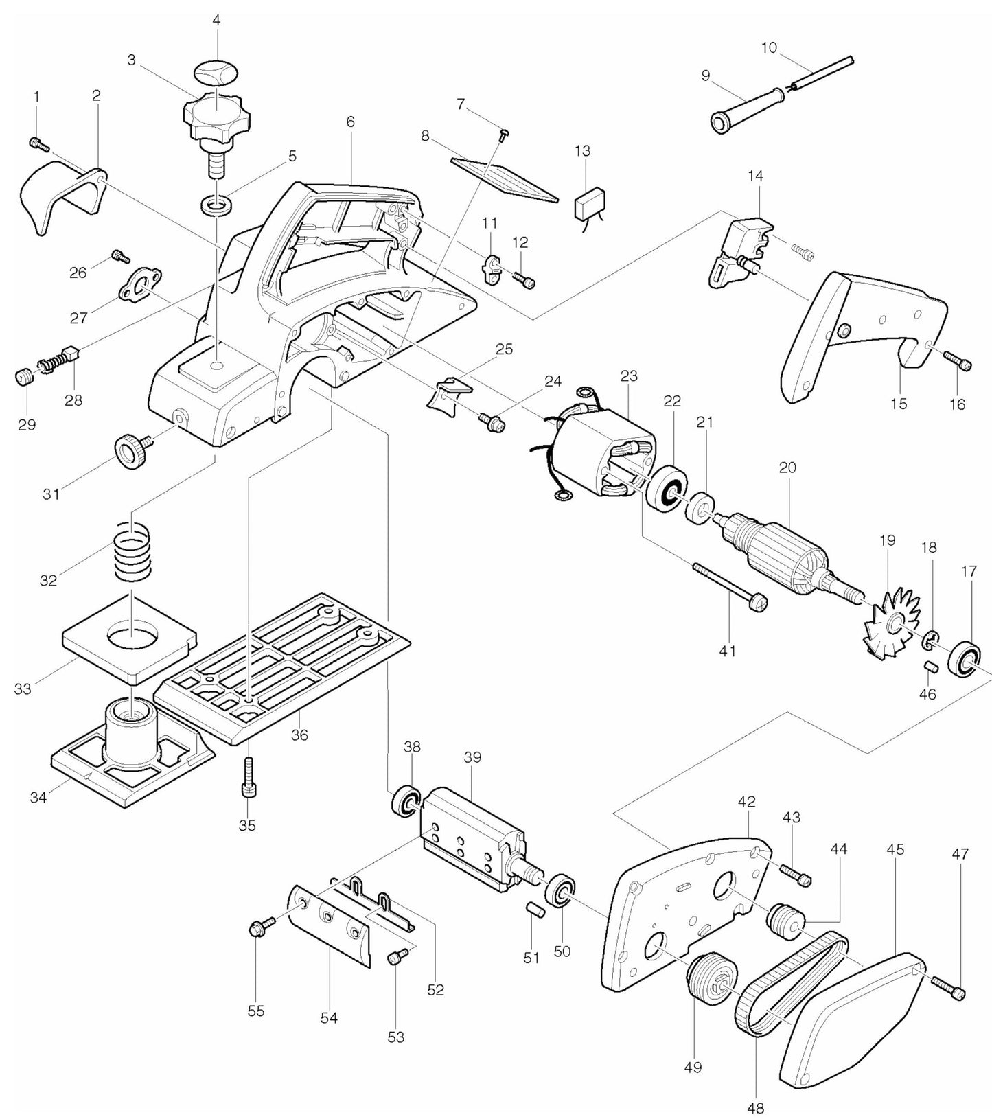 N1900B Planer Assembly parts By Makita
