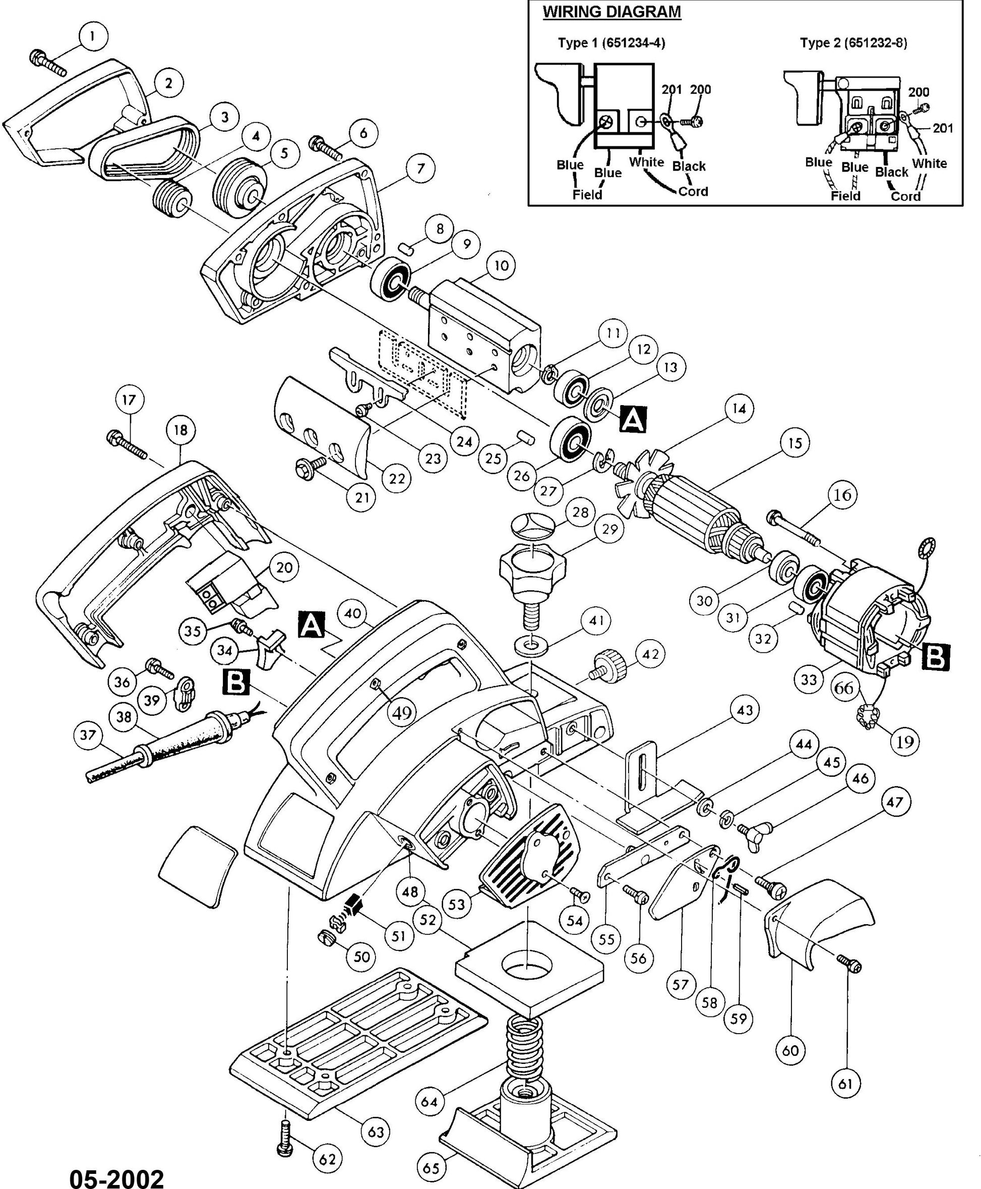 N1923B Planer Assembly parts By Makita