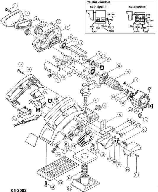 N1923B Planer Assembly parts By Makita