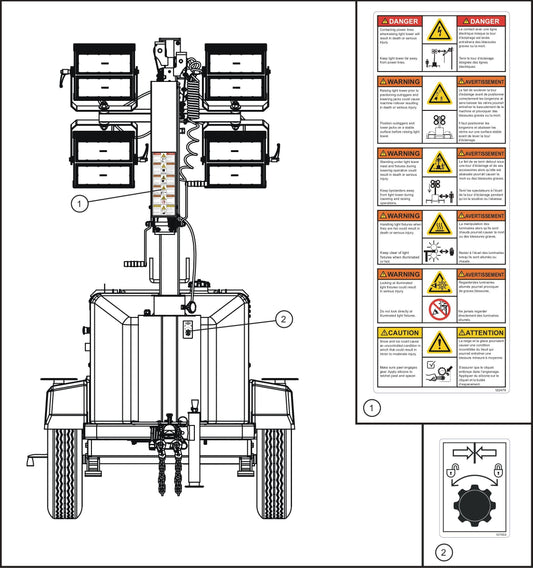 GR Series 6kW Night-Lite - Front Side Decals Assembly Parts By Allmand