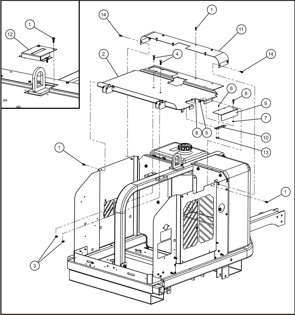 GR Series 6kW Night-Lite - Enclosure Roof Panels-Il (Stamped Door) Assembly Parts By Allmand