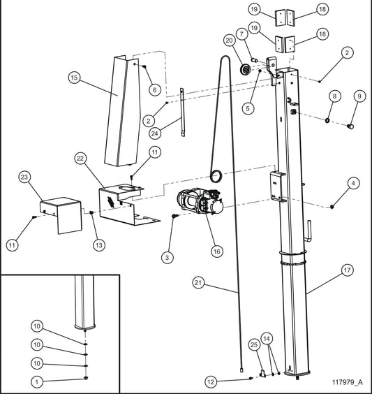 GR Series 6kW Night-Lite - Electric Winch Tower Section 1 Assembly Parts By Allmand