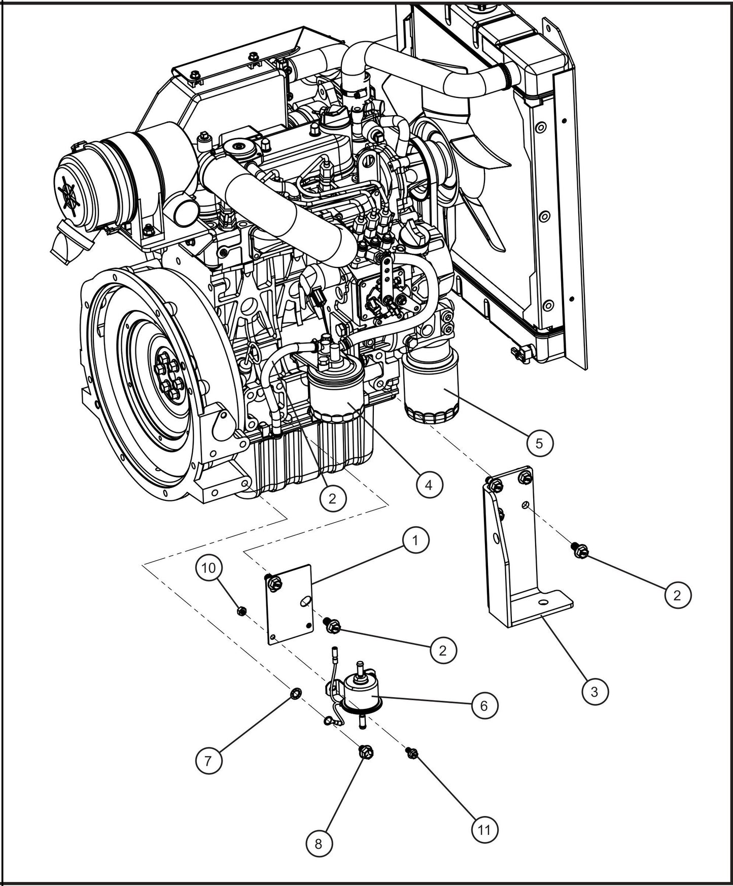 GR Series 6kW Night-Lite - Kubota D1005 Diesel Engine (2 of 3) Assembly Parts By Allmand