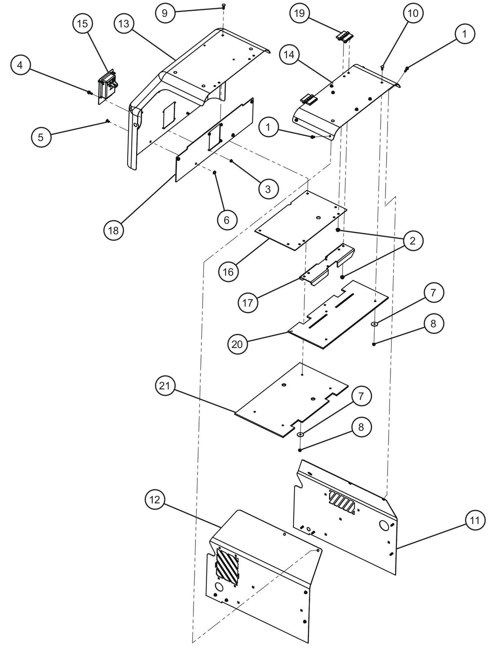 Enclosure Base (1 of 2) Assembly Parts for GR Series Night-Lite Air Cooled (Sn 25-000001 to 25-999999) by Allmand