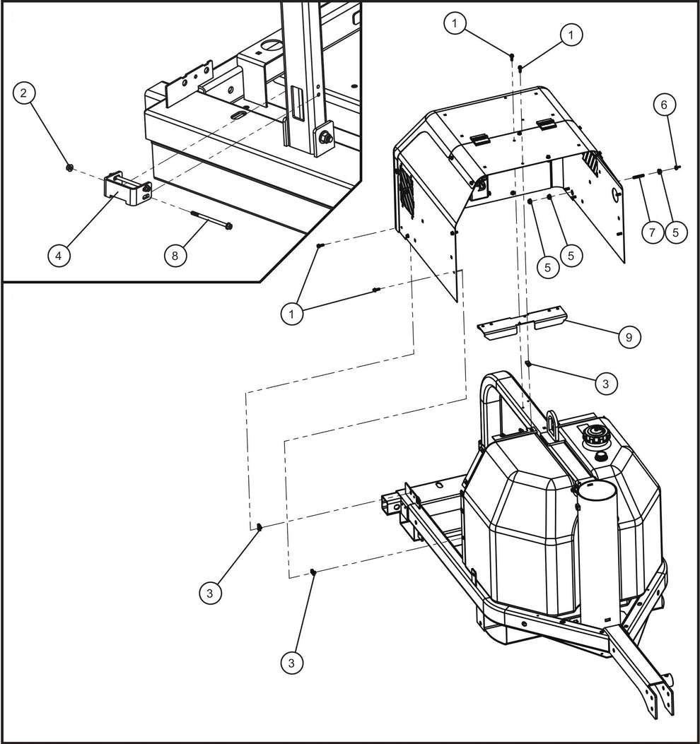 Enclosure Base (2 of 2) Assembly Parts for GR Series Night-Lite Air Cooled (Sn 25-000001 to 25-999999) by Allmand