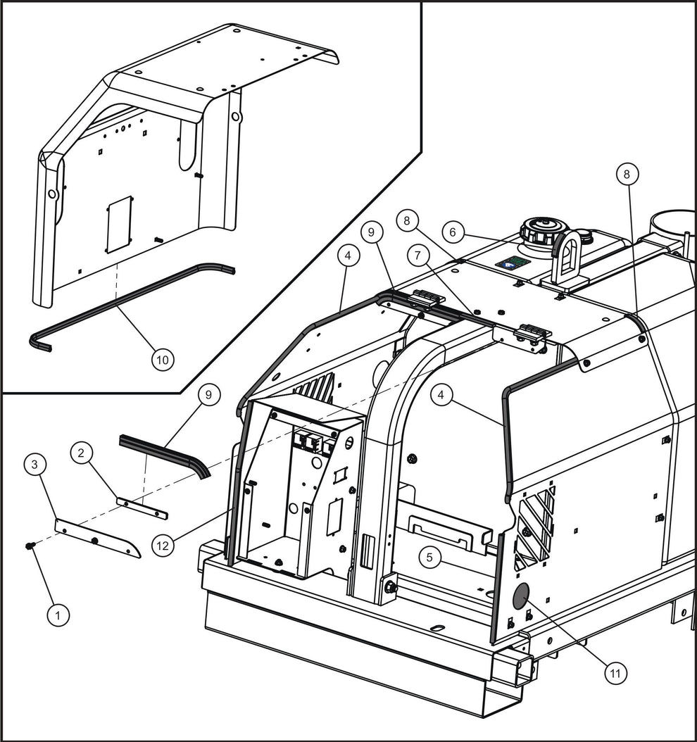 Enclosure Trim Assembly Parts for GR Series Night-Lite Air Cooled (Sn 25-000001 to 25-999999) by Allmand