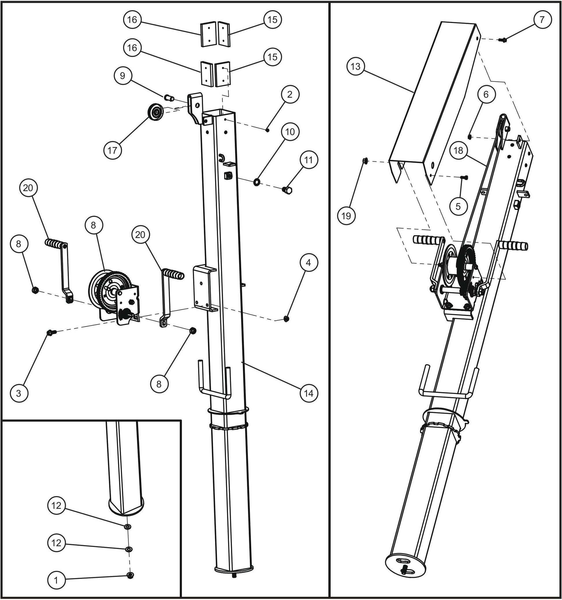 GR Series Night-Lite Air Cooled - Tower Section 1 Assembly Parts By Allmand