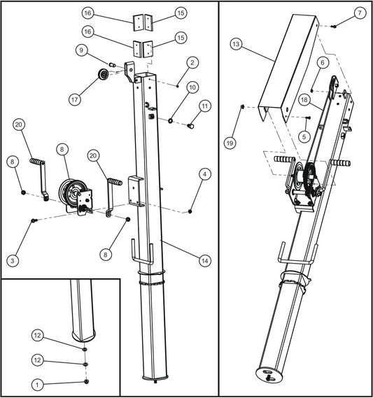 GR Series Night-Lite Air Cooled - Tower Section 1 Assembly Parts By Allmand