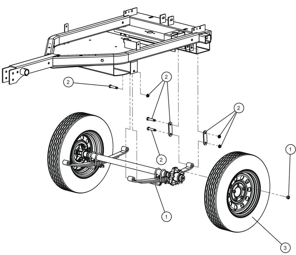 Axle and Wheels Assembly Parts for GR Series Night-Lite Air Cooled (Sn 25-000001 to 25-999999) by Allmand