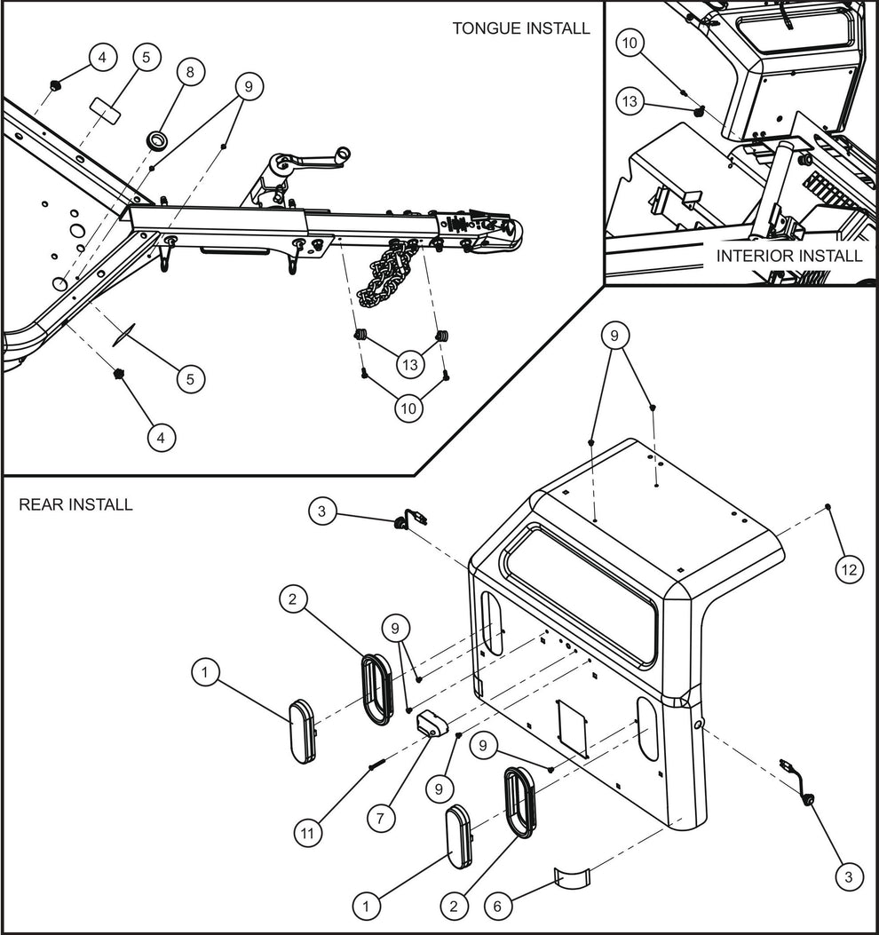 Trailer Lighting Assembly Parts for GR Series Night-Lite Air Cooled (Sn 25-000001 to 25-999999) by Allmand