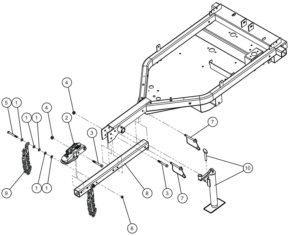 Tongue Assembly Parts for GR Series Night-Lite Air Cooled (Sn 25-000001 to 25-999999) by Allmand