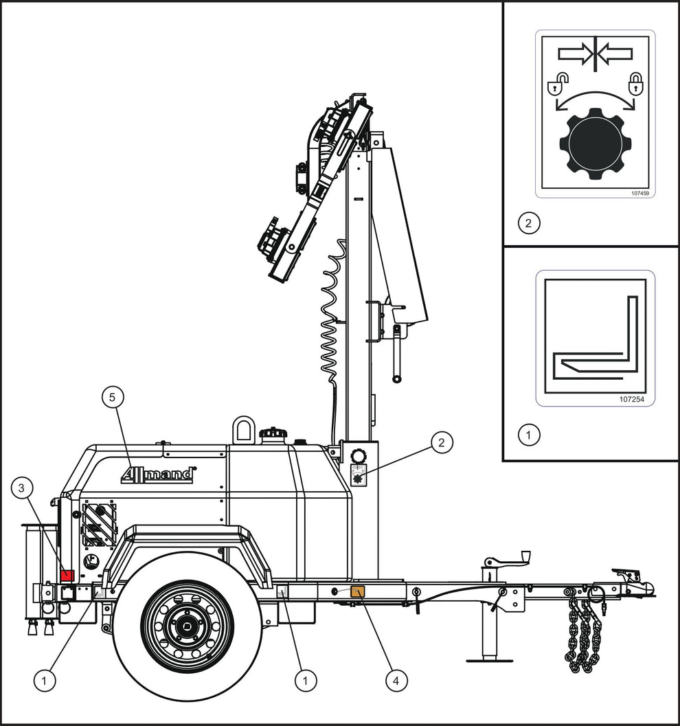 Right Side Decals Assembly Parts for GR Series Night-Lite Air Cooled (Sn 25-000001 to 25-999999) by Allmand