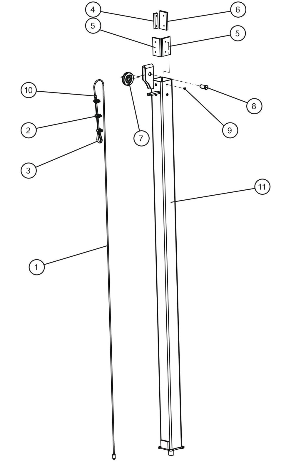 Tower Section 2 Assembly Parts for GR Series Night-Lite Chain (SN 26-000001 to 26-999999) by Allmand
