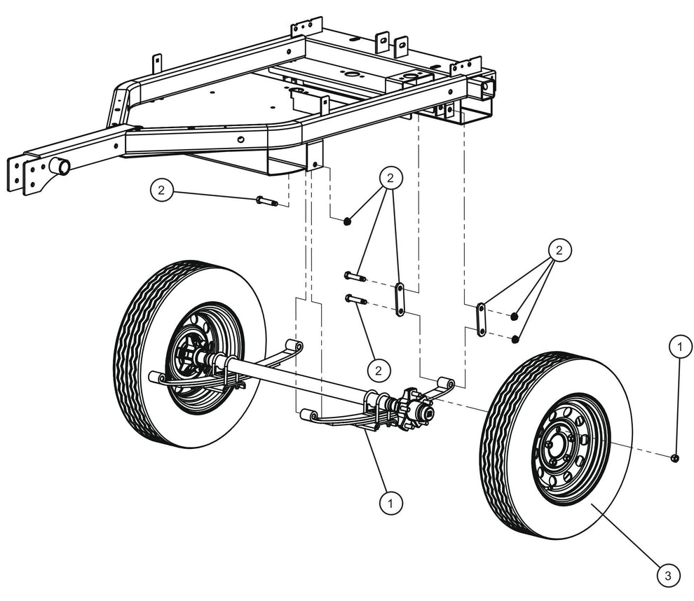 Axle and Wheels Assembly Parts for GR Series Night-Lite Chain (SN 26-000001 to 26-999999) by Allmand
