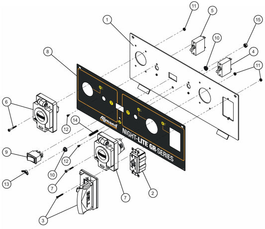 GR Series Night-Lite Chain - Control Box Lower 60Hz Outlet Panel Assembly Parts By Allmand